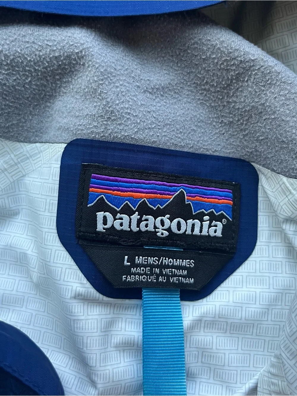 Patagonia torrentshell H2nO blue hooded rain jacket coat outdoor large *read